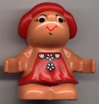 LEGO Duplo Figure Little Forest Friends, Female, Red Dress with Two White Flowers Down (Lolly Strawberry) minifigure