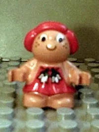 LEGO Duplo Figure Little Forest Friends, Female, Red Hair, Red Dress with Two White Flowers Across (Sugar Strawberry) minifigure