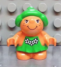 LEGO Duplo Figure Little Forest Friends, Female, Green Dress with Flowers (Trixie Toadstool) minifigure