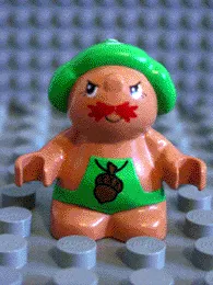 LEGO Duplo Figure Little Forest Friends, Male, Green Outfit with Acorn (Grumpy Toadstool) minifigure