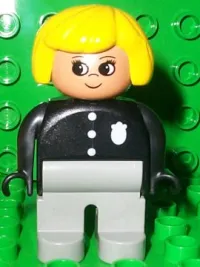 LEGO Duplo Figure, Female Police, Light Gray Legs, Yellow Hair minifigure