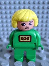 LEGO Duplo Figure, Female Zoo, Green Legs, Green Uniform, Yellow Hair (Zoo Keeper) minifigure