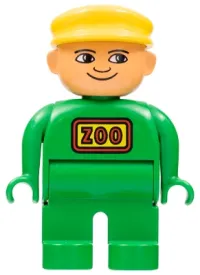 LEGO Duplo Figure, Male, Green Legs, Green Top, Yellow Cap (Zoo Keeper) minifigure