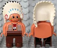 LEGO Duplo Figure, Male, Brown Legs, Nougat Top with White Stripes (American Indian Chief) minifigure
