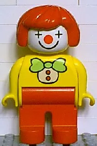 LEGO Duplo Figure, Female Clown, Red Legs, Red Hair minifigure