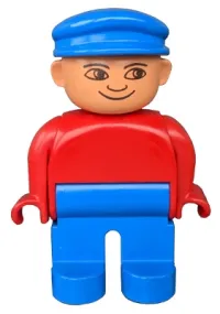 LEGO Duplo Figure, Male, Blue Legs, Red Top, Blue Cap minifigure