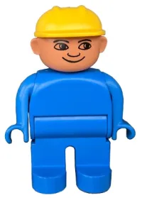LEGO Duplo Figure, Male, Blue Legs, Blue Top, Construction Hat Yellow minifigure