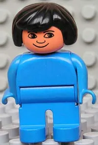 LEGO Duplo Figure, Female, Blue Legs, Blue Blouse, Black Hair minifigure