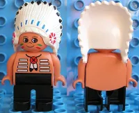 LEGO Duplo Figure, Male, Black Legs, Nougat Top with White Stripes (American Indian Chief) minifigure