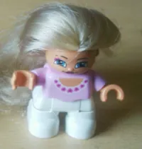 LEGO Duplo Figure Lego Ville, Child Girl, White Legs, Pink Top, Blond Hair (Princess) minifigure
