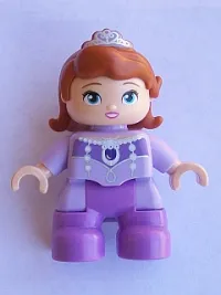 LEGO Duplo Figure Lego Ville, Child Girl, Medium Lavender Legs, Lavender Top, Dark Orange Hair with Diadem, Princess Sofia minifigure