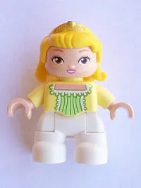 LEGO Duplo Figure Lego Ville, Child Girl, White Legs, Bright Light Yellow Top, Yellow Hair with Diadem, Princess Amber minifigure
