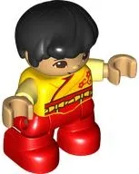 LEGO Duplo Figure Lego Ville, Child Boy, Red Legs, Yellow Robe, Bright Light Yellow Arms, Black Hair, Reddish Brown Eyes (6429723) minifigure