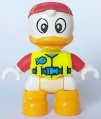 LEGO Duplo Figure Lego Ville, Huey Duck, Neon Yellow Life Jacket, Red Arms and Cap (6426711) minifigure