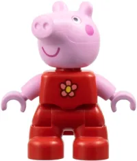 LEGO Duplo Figure Lego Ville, Peppa Pig - Red Outfit with Coral and Yellow Flower (6486135) minifigure