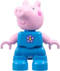 LEGO Duplo Figure Lego Ville, George Pig - Dark Azure Outfit with Lavender and Yellow Flower (6486140) minifigure