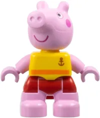 LEGO Duplo Figure Lego Ville, Peppa Pig - Yellow Shirt with Anchor, Red Shorts (6475100) minifigure