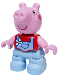 LEGO Duplo Figure Lego Ville, Peppa Pig - Bright Light Blue Overalls with White and Yellow Flower (6601198) minifigure