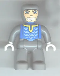 LEGO Duplo Figure Lego Ville, Male Castle, Dark Bluish Gray Legs, Blue Chest, Dark Bluish Gray Arms, White Hands minifigure