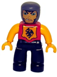 LEGO Duplo Figure Lego Ville, Male Castle, Black Legs, Red Chest, Bright Light Orange  Arms, Bright Light Orange Hands minifigure