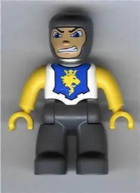 LEGO Duplo Figure Lego Ville, Male Castle, Dark Bluish Gray Legs, White Chest, Yellow Arms, Yellow Hands minifigure
