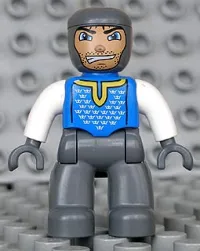 LEGO Duplo Figure Lego Ville, Male Castle, Dark Bluish Gray Legs, Blue Chest, White Arms, Dark Bluish Gray Hands minifigure