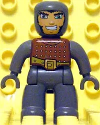 LEGO Duplo Figure Lego Ville, Male Castle, Dark Bluish Gray Legs, Brown Chest, Dark Bluish Gray  Arms, Dark Bluish Gray Hands minifigure