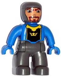 LEGO Duplo Figure Lego Ville, Male Castle, Dark Bluish Gray Legs, Blue Chest, Blue Arms, Blue Hands minifigure