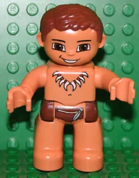 LEGO Duplo Figure Lego Ville, Male, Nougat Legs, Reddish Brown Hips, Reddish Brown Hair, Tooth Necklace (Caveman) minifigure