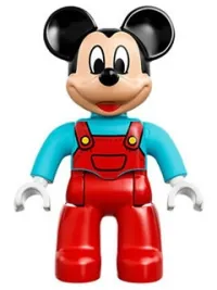 LEGO Duplo Figure Lego Ville, Mickey Mouse, Red Overalls with Medium Azure Top minifigure
