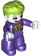 LEGO Duplo Figure Lego Ville, The Joker, Dark Purple Legs and Top, White Hands, White Head, Red Lips, Lime Hair minifigure