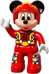 LEGO Duplo Figure Lego Ville, Mickey Mouse, Red Race Driver Jumpsuit, Helmet minifigure