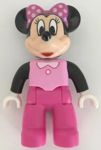 LEGO Duplo Figure Lego Ville, Minnie Mouse, Bright Pink Top with Black Sleeves, Dark Pink Legs minifigure