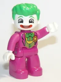 LEGO Duplo Figure Lego Ville, The Joker, Magenta Legs and Top, White Hands, White Head, Red Lips, Bright Green Hair minifigure