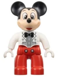 LEGO Duplo Figure Lego Ville, Mickey Mouse, White Jacket, Red Legs, Silver Shirt, Black Bow Tie (6438771) minifigure