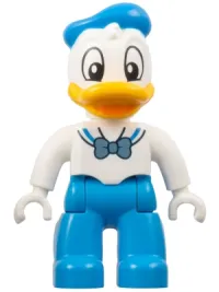 LEGO Duplo Figure Lego Ville, Donald Duck, Dark Azure Legs and Hat, White Shirt with Metallic Light Blue Bow (6438668) minifigure