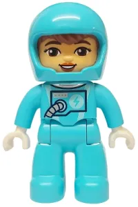 LEGO Duplo Figure Lego Ville, Astronaut Female, Medium Azure Spacesuit and Helmet (6473049) minifigure
