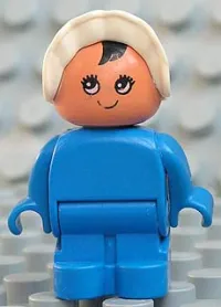 LEGO Duplo Figure, Child Type 1 Baby, Blue Legs, Blue Body, White Bonnet minifigure