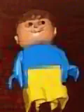 LEGO Duplo Figure, Child Type 1 Boy, Yellow Legs, Blue Top, Brown Hair minifigure