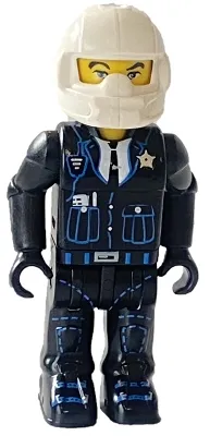 LEGO Police - Black Legs, Black Jacket, White Helmet, Yellow Head minifigure