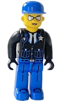 LEGO Police - Blue Legs, Black Jacket, Blue Cap, Sunglasses minifigure