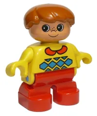 LEGO Duplo Figure, Child Type 2 Boy, Red Legs, Yellow Sweater with Red Collar minifigure