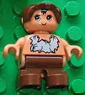 LEGO Duplo Figure, Child Type 2 Baby, Brown Legs, Tooth Necklace, Brown Bonnet (Caveman) minifigure