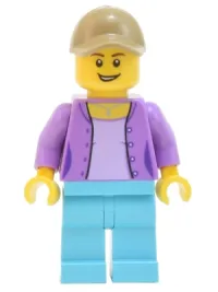LEGO Skyline Express Woman - Medium Lavender Jacket, Medium Azure Legs, Dark Tan Cap minifigure