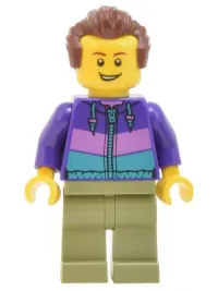 LEGO Skyline Express Man - Dark Purple Jacket, Olive Green Legs, Reddish Brown Hair minifigure