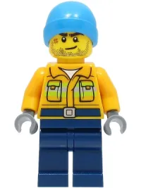 LEGO Fisherman - Bright Light Orange Jacket, Dark Azure Beanie minifigure