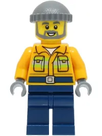 LEGO Fisherman - Bright Light Orange Jacket, Dark Bluish Gray Knit Cap minifigure