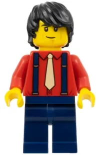 LEGO Boyfriend - Red Shirt with Tan Tie, Dark Blue Legs, Black Tousled Hair minifigure