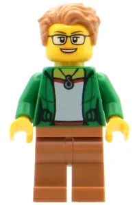 LEGO Space Observer - Female, Green Jacket, Medium Nougat Legs minifigure