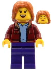 LEGO Visitor - Female, Dark Red Jacket, Dark Purple Legs minifigure